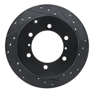 Mitsubishi Montero Sport Brake Rotor (1) - Rear Right - R1 Concepts - Drilled & Slotted - Black - `90-`04